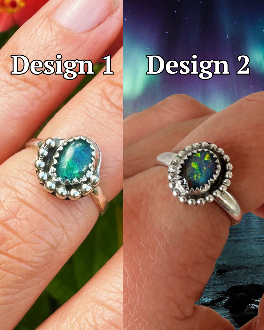 Australian Opal Aurora Ring - Argentium Silver