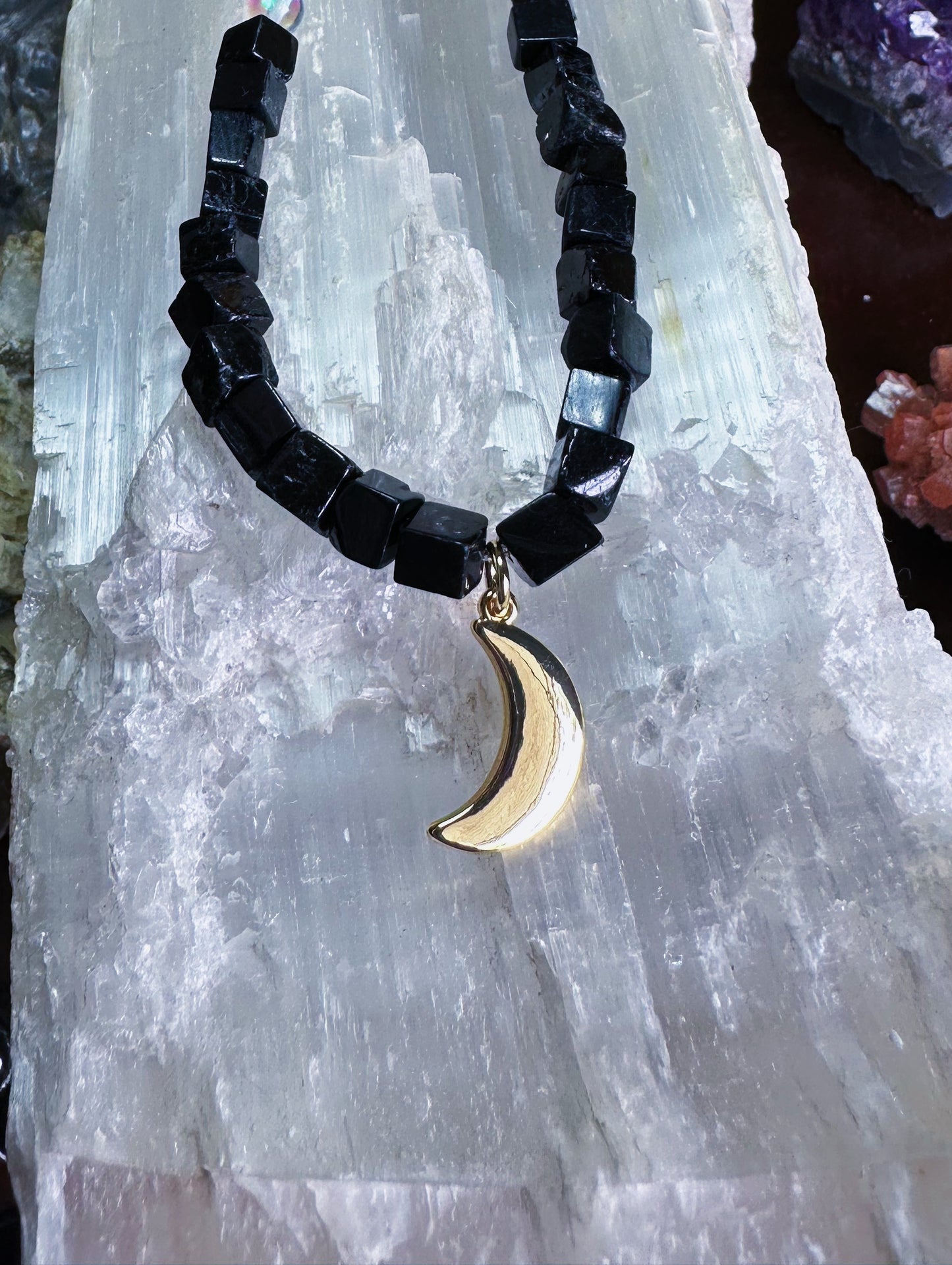 Tourmaline Protection Crescent Collar Necklace