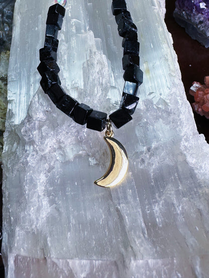 Tourmaline Protection Crescent Collar Necklace