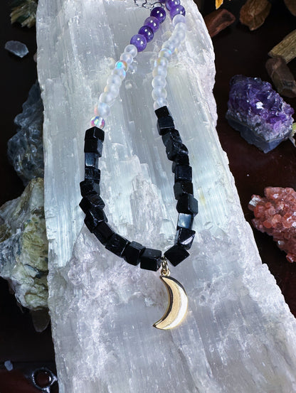 Tourmaline Protection Crescent Collar Necklace