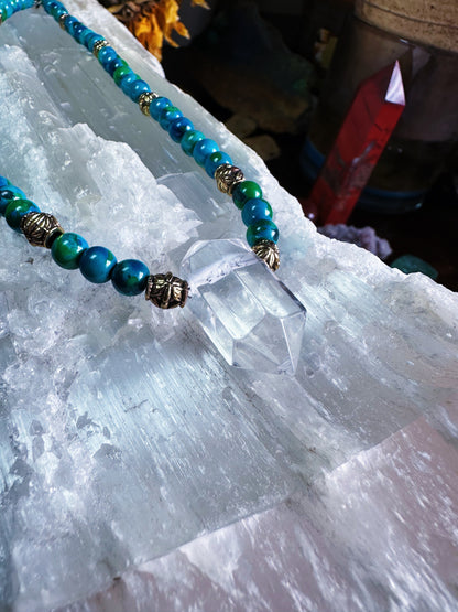 Chrysocolla & Quartz Collar Necklace
