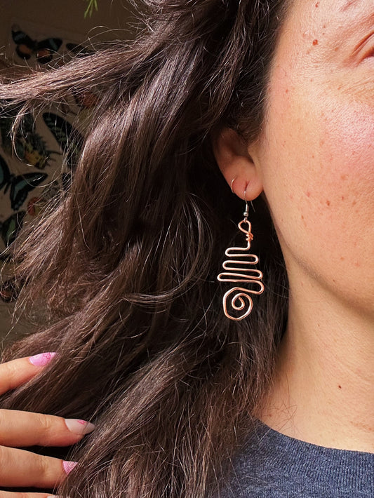 Spiral Earrings - Circle - Copper & Silver - MTO