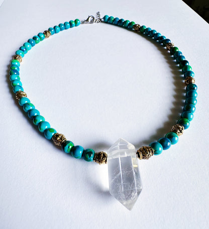 Chrysocolla & Quartz Collar Necklace