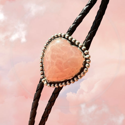 Heart Shaped Bolo Tie - Rose Quartz - MTO