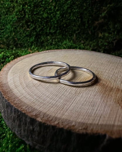 Hammered Silver Stacker Ring | Organic Texture