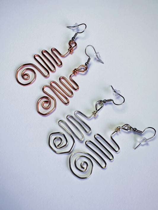 Spiral Earrings - Circle - Copper & Silver - MTO