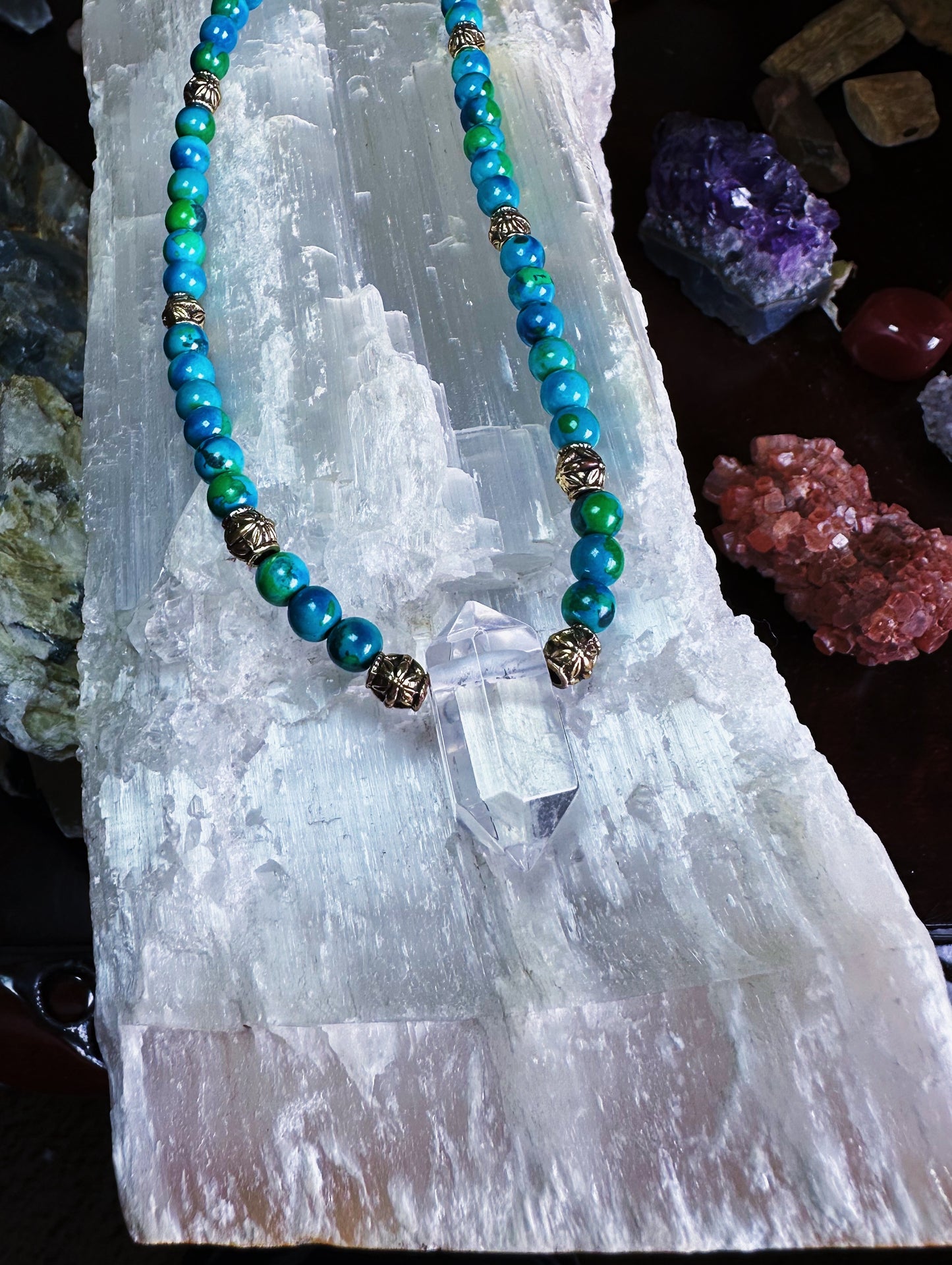 Chrysocolla & Quartz Collar Necklace