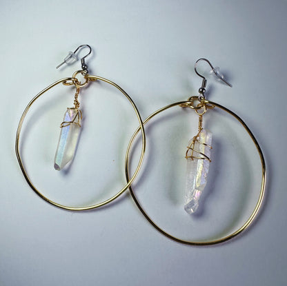 Angel Aura Quartz Hoops