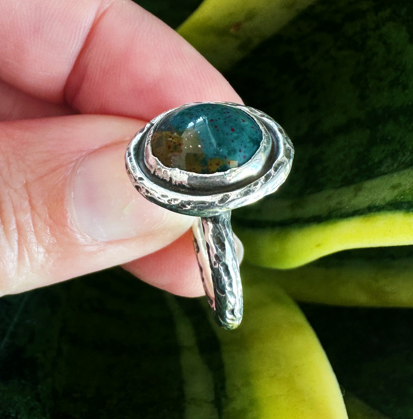 Bloodstone Tree Branch Ring - Size 7