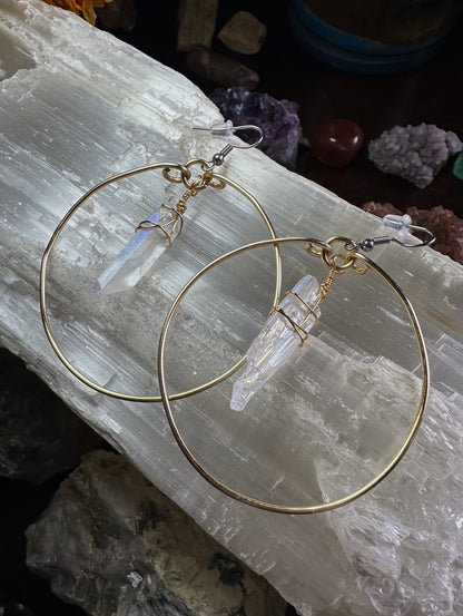 Angel Aura Quartz Hoops