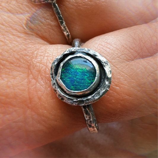 Ocean Relic Ring | Australian Opal Silver Ring