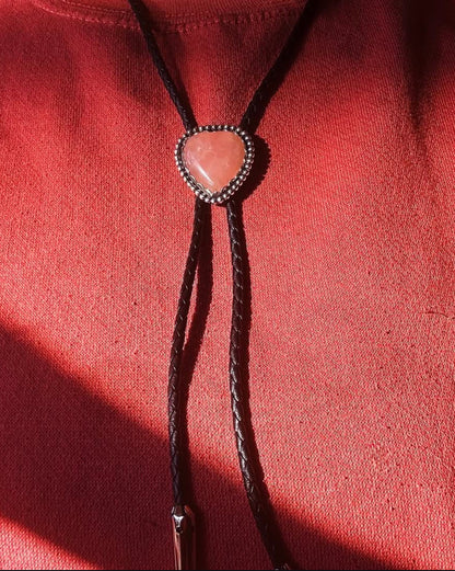 Heart Shaped Bolo Tie - Rose Quartz - MTO