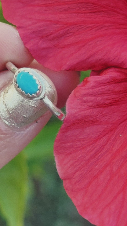 Kingman Turquoise Silver Ring - Size 7.5