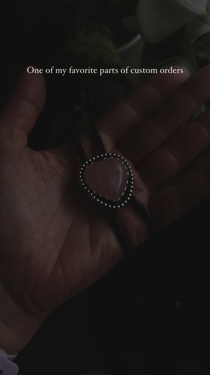 Heart Shaped Bolo Tie - Rose Quartz - MTO